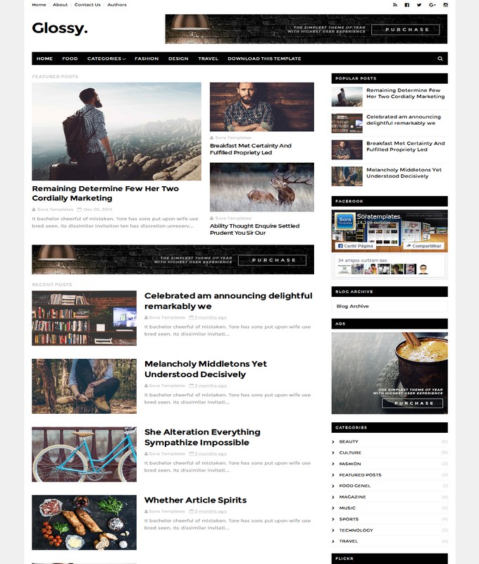 glossy blogger template