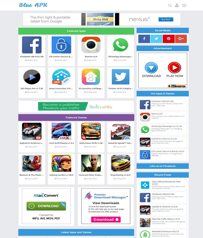 blue apk blogger template